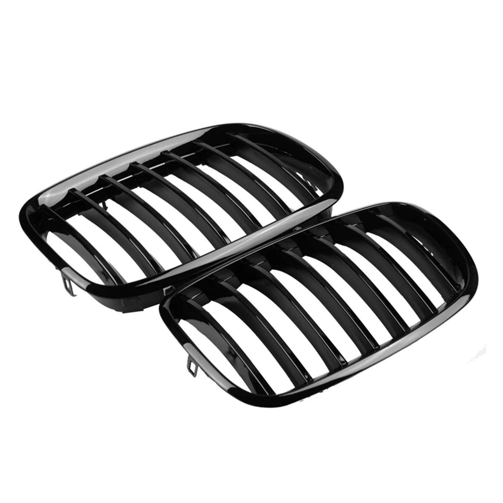 Kühlergrill Grill 2 STÜCKE Für Für X5 E70 Für X6 E71 2007 2008 2009 2010 2011 2012 2013 2014 Glanz Schwarz Vorne Niere Einzellamelle Racing Grill Front Kühlergrille(Black Single Slat) von Lhdktee