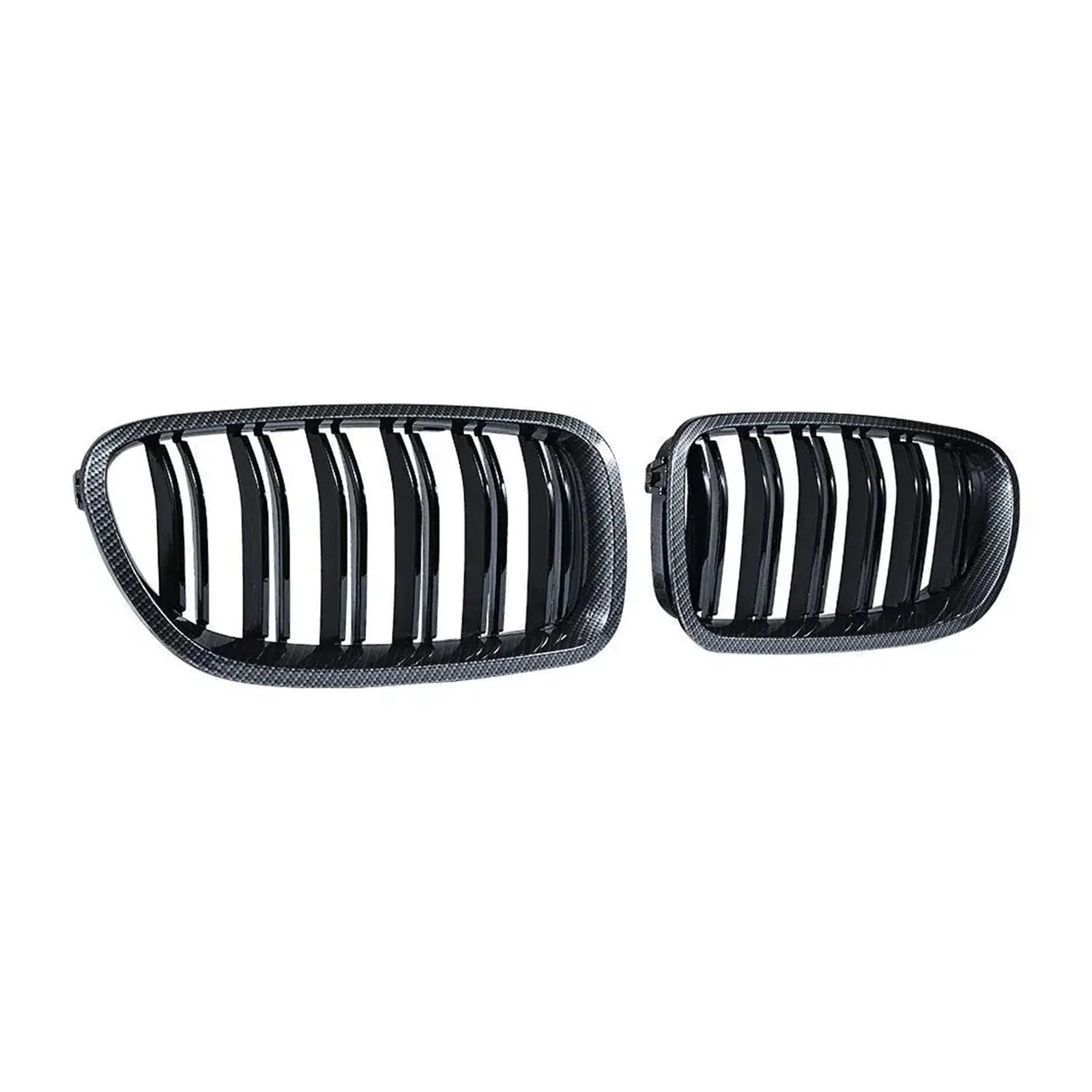Kühlergrill Grill 2 Stück Für 5er F10 F11 F18 2010–2017 Dual-Line-Renngitter Auto-Stil Glänzend Schwarz Vorne Nieren-Doppellamellen-Grill Front Kühlergrille(Carbon Look) von Lhdktee