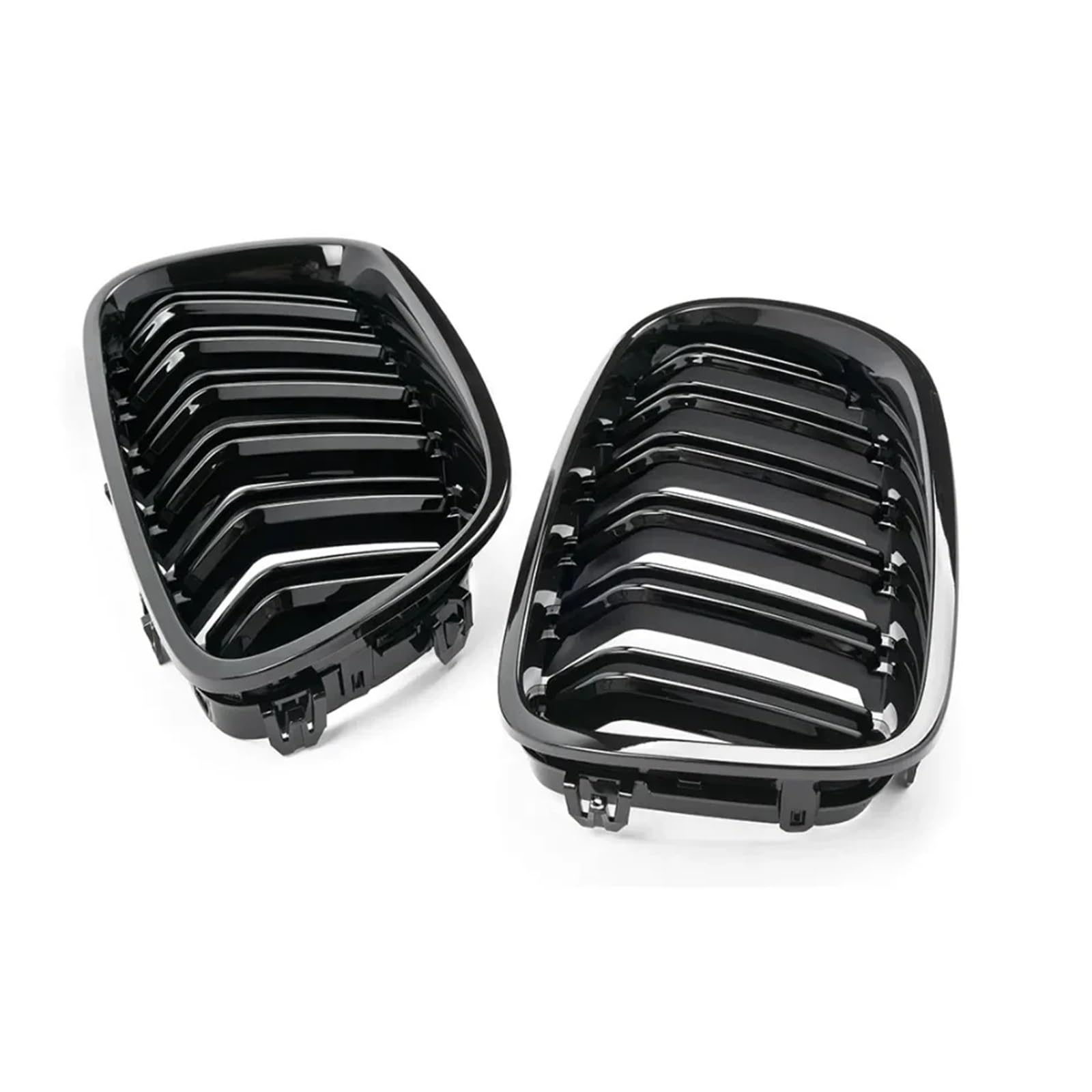 Kühlergrill Grill 2 Stück Für 5er F10 F11 F18 2010–2017 Dual-Line-Renngitter Auto-Stil Glänzend Schwarz Vorne Nieren-Doppellamellen-Grill Front Kühlergrille(Glossy Black) von Lhdktee