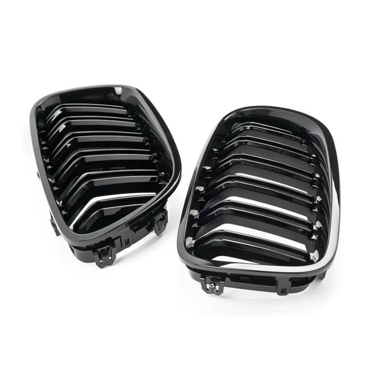 Kühlergrill Grill 2 Stück Für 5er F10 F11 F18 2010–2017 Dual-Line-Renngitter Auto-Stil Glänzend Schwarz Vorne Nieren-Doppellamellen-Grill Front Kühlergrille(Glossy Black) von Lhdktee
