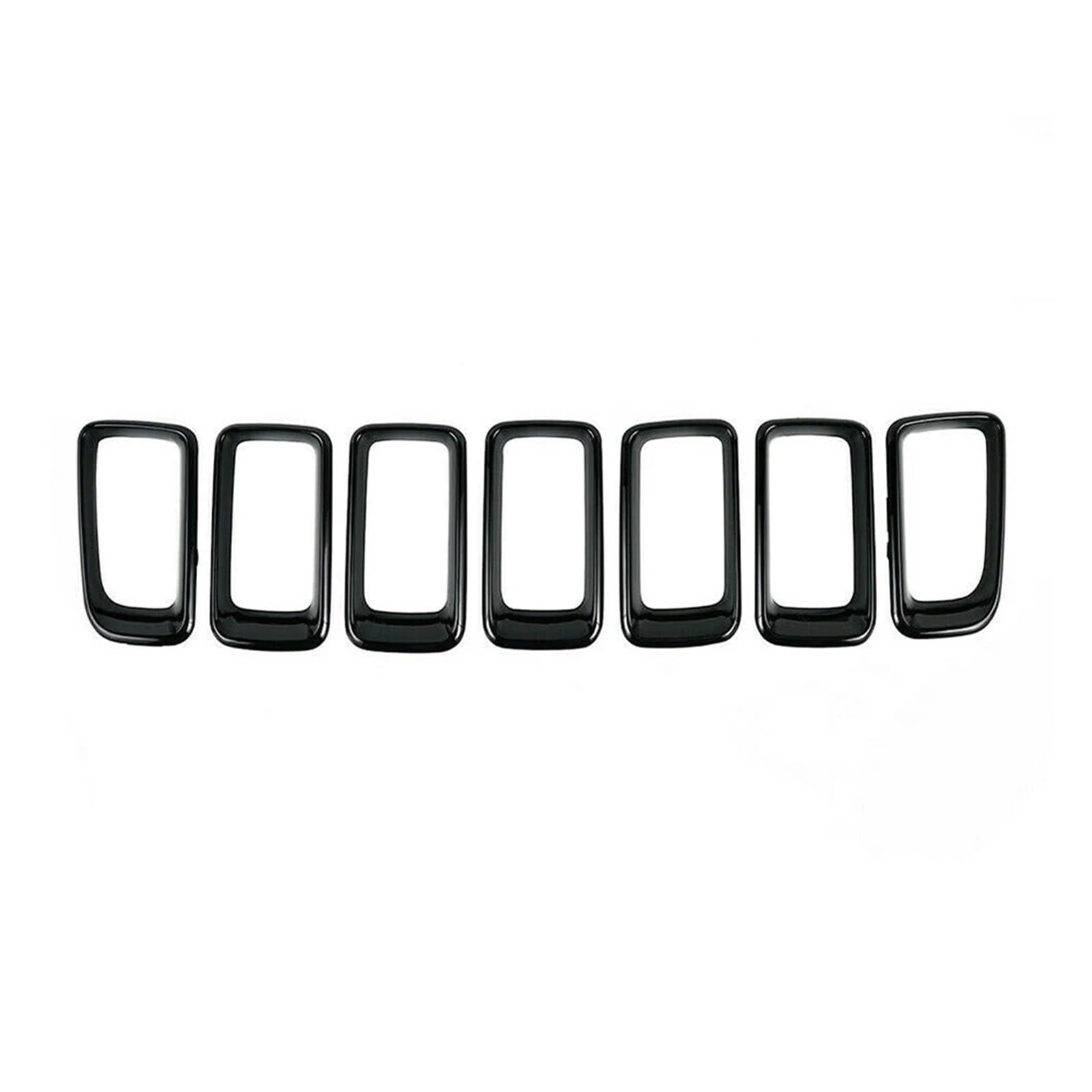 Kühlergrill Grill 7 STÜCKE Für Jeep Für Compass 2011 2012 2013 2014 2015 2016 Kühlergrillabdeckung Grillring Einsätze Rahmen Borte Kit 68109865AA Front Kühlergrille(Schwarz) von Lhdktee