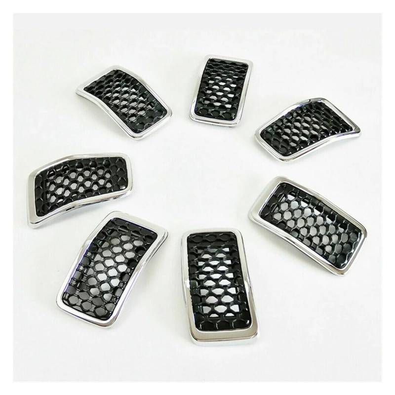 Kühlergrill Grill 7PCS Für Jeep Für Cherokee 2019 2020 2021 2022 Auto Vorderen Stoßfänger Zentralen Grill Abdeckung Trim Ersetzt Mesh Waben Racing Gitter Front Kühlergrille(Chrom) von Lhdktee