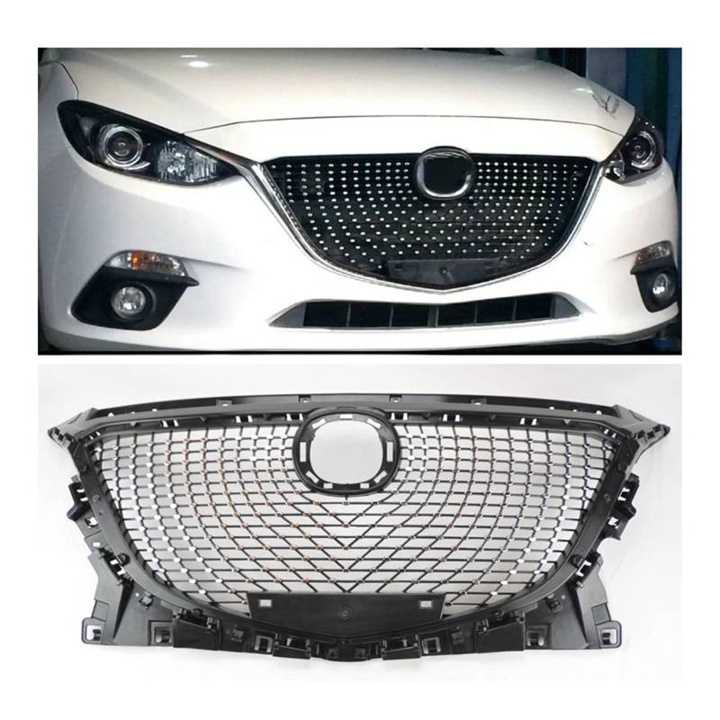 Kühlergrill Grill Auto Oberen Racing Grill Für Mazda 3 Für M3 2014 2015 2016 Frontgrill Ersatz Stoßstange Haube Mesh Grid Körper Kit Front Kühlergrille von Lhdktee