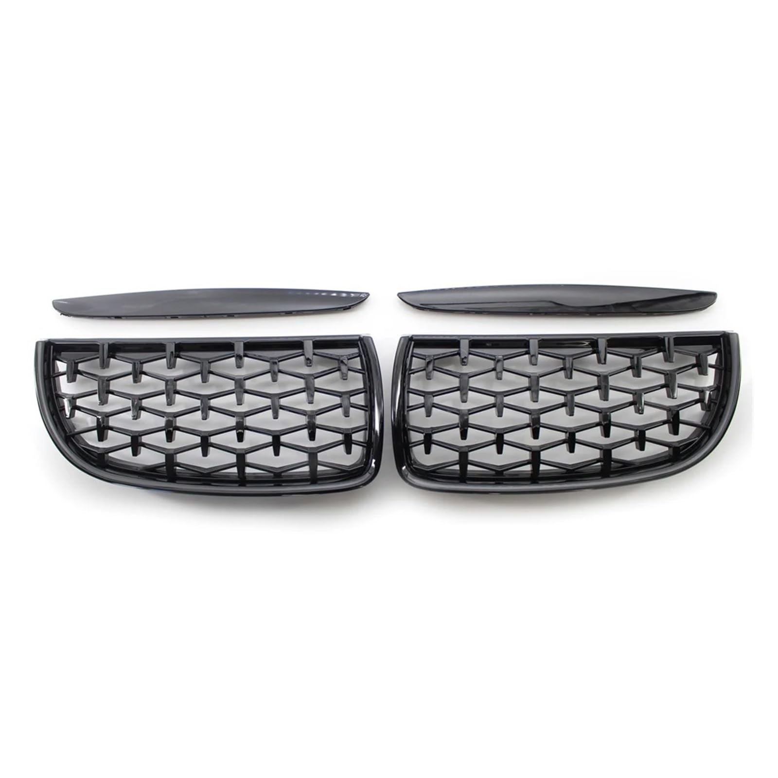 Kühlergrill Grill Auto Vollchrom Front Nierengrill Für E90 E91 3er Serie 2005 2006 2007 2008 Racing Grills Glanz Schwarz Stil Front Kühlergrille(Schwarz) von Lhdktee