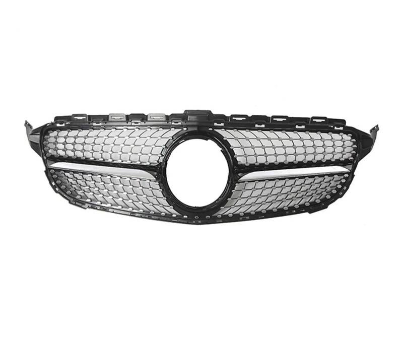 Kühlergrill Grill Frontgrill Für Die Stoßstange Für Benz C-Klasse W205 C180 C200 C250 C300 2015 2016 2017 2018, Renngitter Im Chrom-Schwarz-Diamant-Stil Front Kühlergrille(Diamond-Chrome Black) von Lhdktee