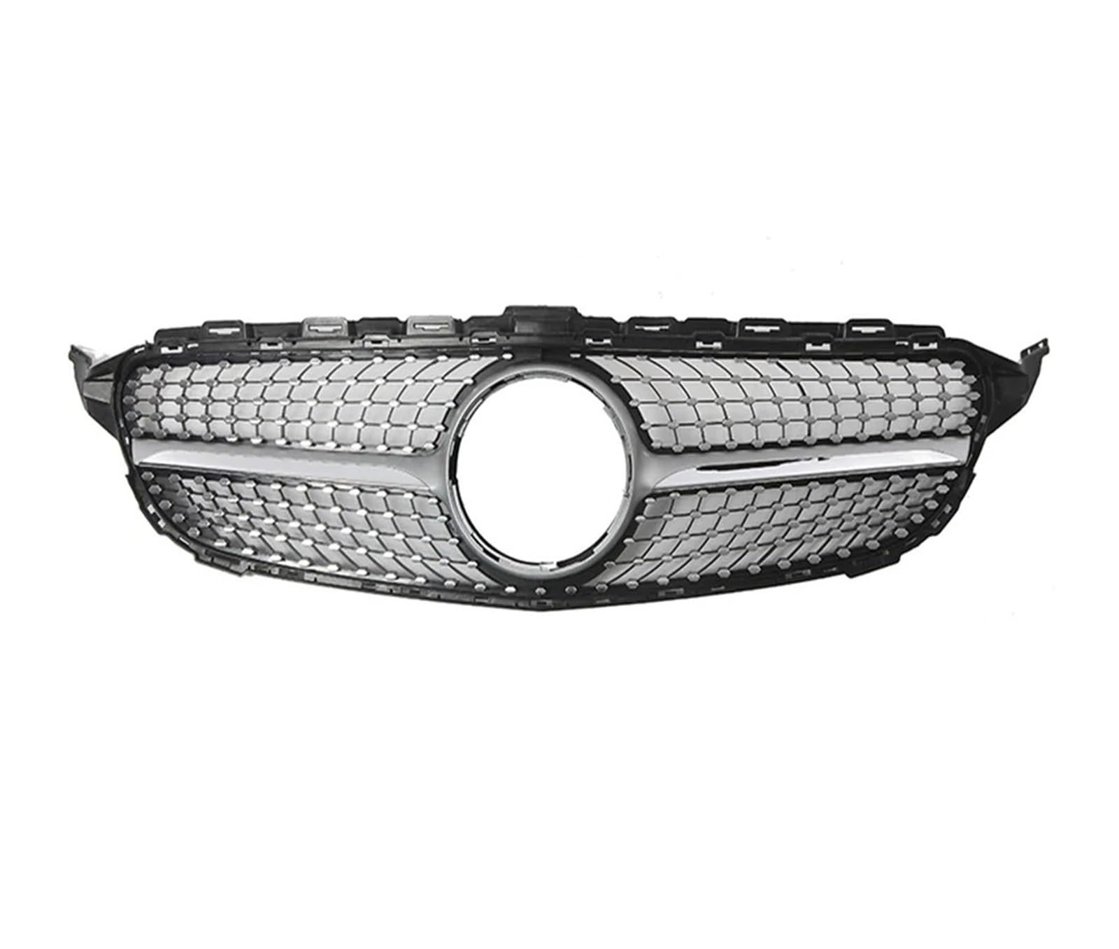 Kühlergrill Grill Frontgrill Für Die Stoßstange Für Benz C-Klasse W205 C180 C200 C250 C300 2015 2016 2017 2018, Renngitter Im Chrom-Schwarz-Diamant-Stil Front Kühlergrille(Diamonds-Silver) von Lhdktee