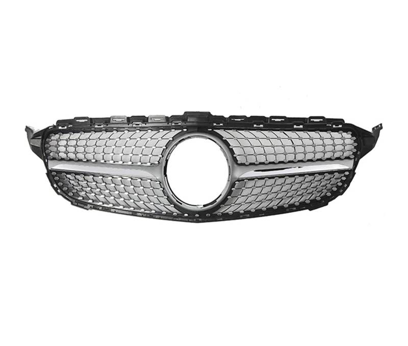 Kühlergrill Grill Frontgrill Für Die Stoßstange Für Benz C-Klasse W205 C180 C200 C250 C300 2015 2016 2017 2018, Renngitter Im Chrom-Schwarz-Diamant-Stil Front Kühlergrille(Diamonds-Silver) von Lhdktee