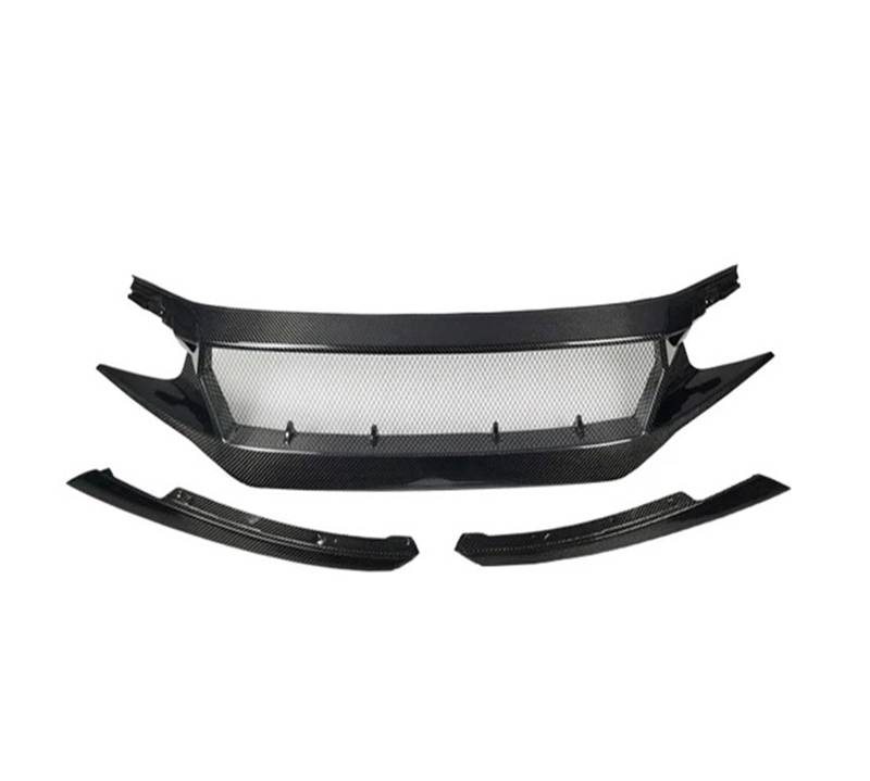 Kühlergrill Grill Für 10th Für Civic FK7 FK8 Für Type-R Fiberglas Frontstoßstange Grille Racing Auto Zubehör Für FC Für JS N1 Stil Lufteinlass Grille Motorhaube Front Kühlergrille(Carbon Fibre) von Lhdktee