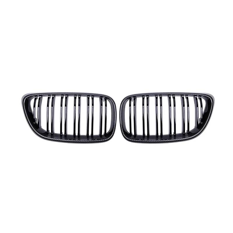 Kühlergrill Grill Für 2er-Serie F22 F23 F87 Für M2 2014–2019 Kohlefaser-Zubehör Auto-Frontnierengrill Renngrill Glänzend Schwarz Dual-Line-Grills Front Kühlergrille(Kohlefaser) von Lhdktee