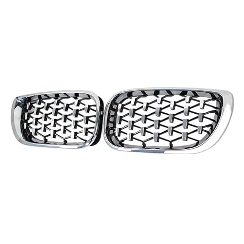 Kühlergrill Grill Für 3er E46 318i 320i 325i 4 Türer 2002 2003 2004 2005 Auto-Front-Nierengrills Diamond Grille Racing Grill Auto ABS Styling Gitter Front Kühlergrille(All Silver) von Lhdktee