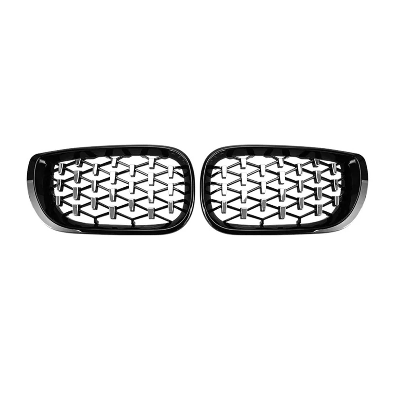Kühlergrill Grill Für 3er E46 318i 320i 325i 4 Türer 2002 2003 2004 2005 Auto-Front-Nierengrills Diamond Grille Racing Grill Auto ABS Styling Gitter Front Kühlergrille(Black and Silver) von Lhdktee
