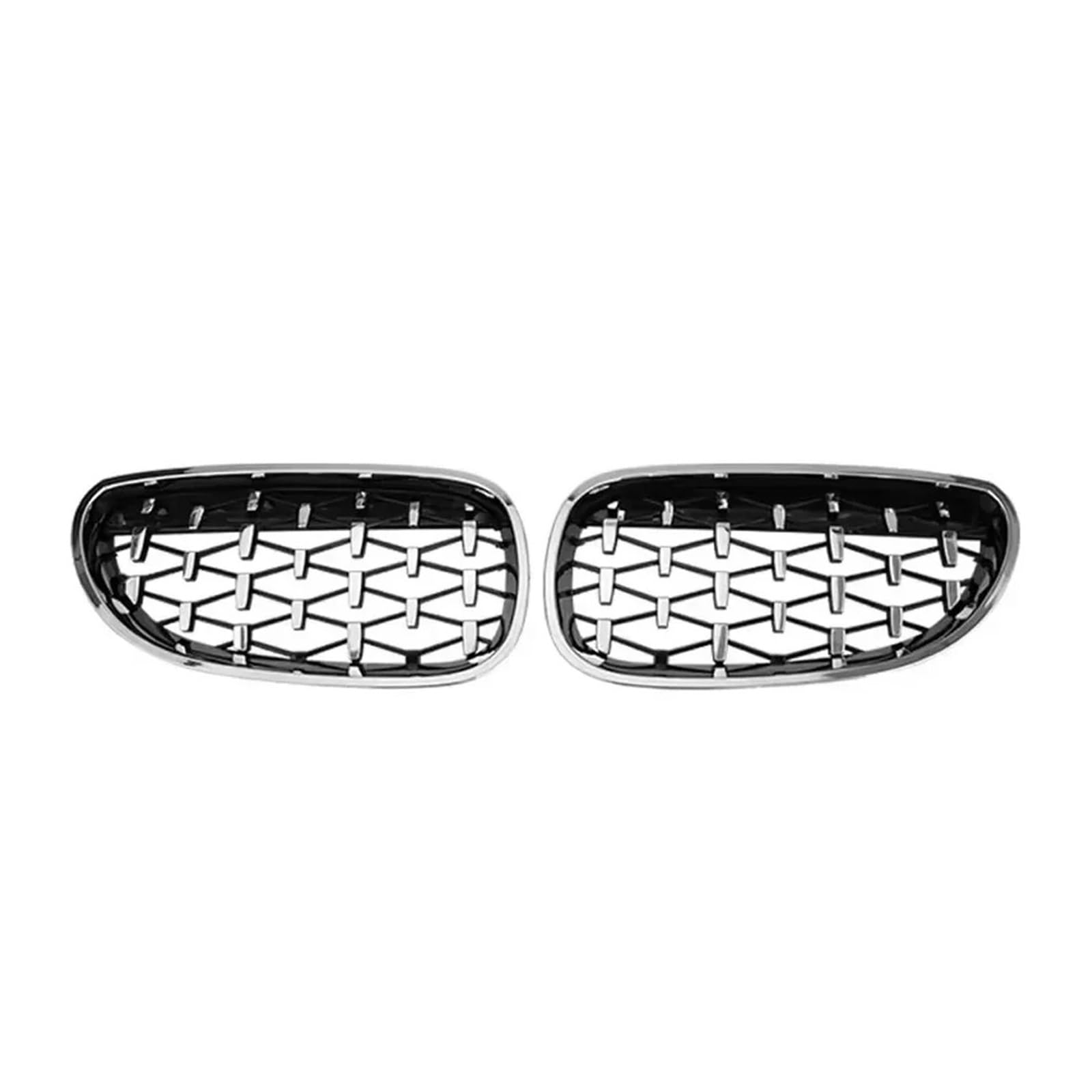 Kühlergrill Grill Für 5er E60/E61 Für M5 325i 2004-2009 Frontstoßstange Chrom Diamanten Stil Haubengitter Einzellinien-Stil Lamellengitter Front Kühlergrille(Diamond-Silver) von Lhdktee