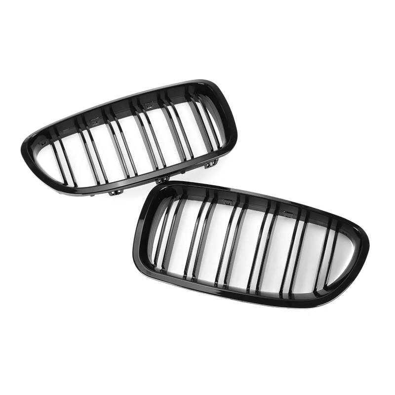 Kühlergrill Grill Für 5er F10 F11 F18 2010 2011 2012 2013 2014 2015 2016 2017 Glänzend Schwarz Vorne Nieren-Doppellamellengrill Dual Line Racing Grills Front Kühlergrille von Lhdktee