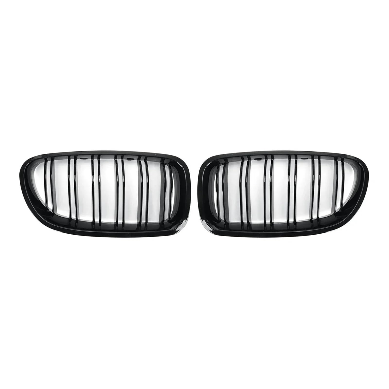 Kühlergrill Grill Für 5er F10 F11 F18 2010–2017, Dual Line Racing Grille, Glänzend/matt, Paar Vorne Nieren-Doppellamellen-Grill Front Kühlergrille(Glossy Black) von Lhdktee