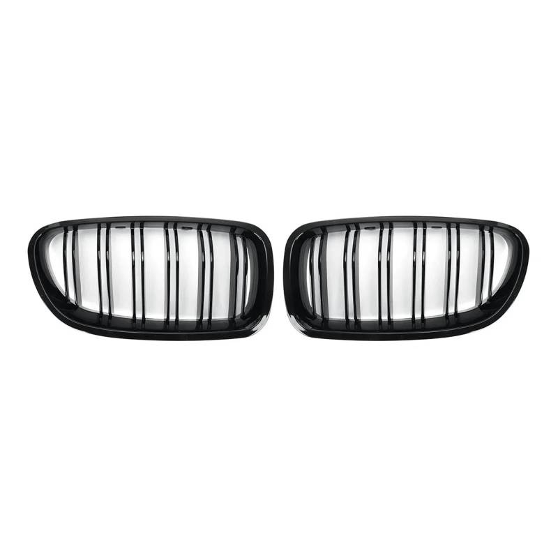Kühlergrill Grill Für 5er F10 F11 F18 2010–2017, Dual Line Racing Grille, Glänzend/matt, Paar Vorne Nieren-Doppellamellen-Grill Front Kühlergrille(Glossy Black) von Lhdktee