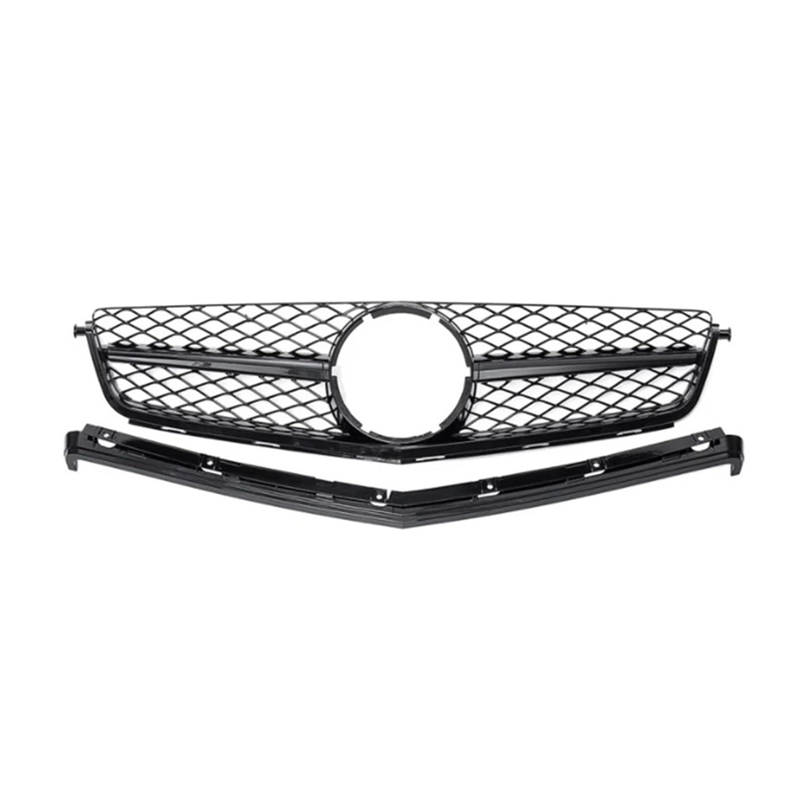 Kühlergrill Grill Für Benz C Klasse W204 C63 Für AMG 2008 2009 2010 2011 Tuning Grills Front Stoßstange Kühlergrill Haube Grill Front Kühlergrille(Schwarz) von Lhdktee
