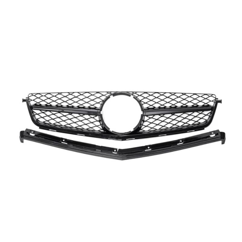 Kühlergrill Grill Für Benz C Klasse W204 C63 Für AMG 2008 2009 2010 2011 Tuning Grills Front Stoßstange Kühlergrill Haube Grill Front Kühlergrille(Schwarz) von Lhdktee
