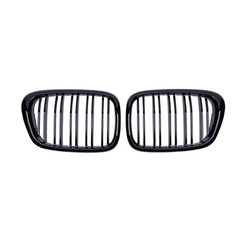 Kühlergrill Grill Für E39 5 Series 525 528 1999 2000 2001 2002 2003 Dual Line Car Front Hood Grill Nierengitter Racing Grill Gloss Black Grille Front Kühlergrille(Gloss Black) von Lhdktee