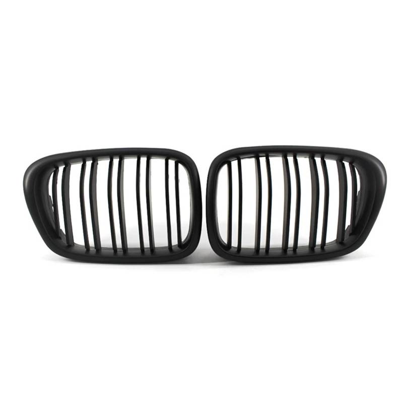 Kühlergrill Grill Für E39 5 Series 525 528 1999 2000 2001 2002 2003 Dual Line Car Front Hood Grill Nierengitter Racing Grill Gloss Black Grille Front Kühlergrille(Matt-schwarz) von Lhdktee