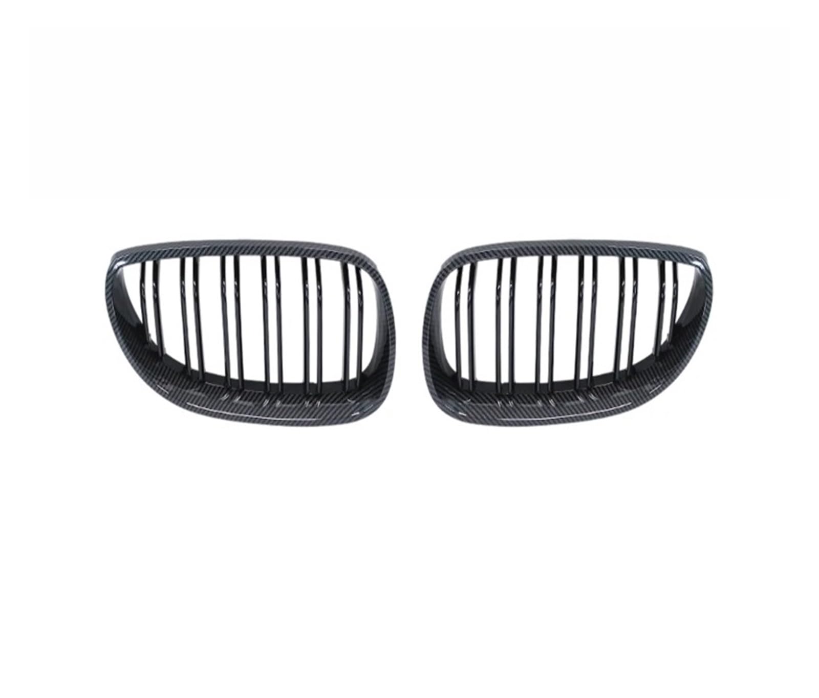 Kühlergrill Grill Für E60 E61 5 Series 2003 04 05 06 07 08 2009 Auto Frontgrill Nieren Racing Grill Gitter Glanz Schwarz Auto Neue Doppel Lamellen Front Kühlergrille(Double Line Carbon) von Lhdktee