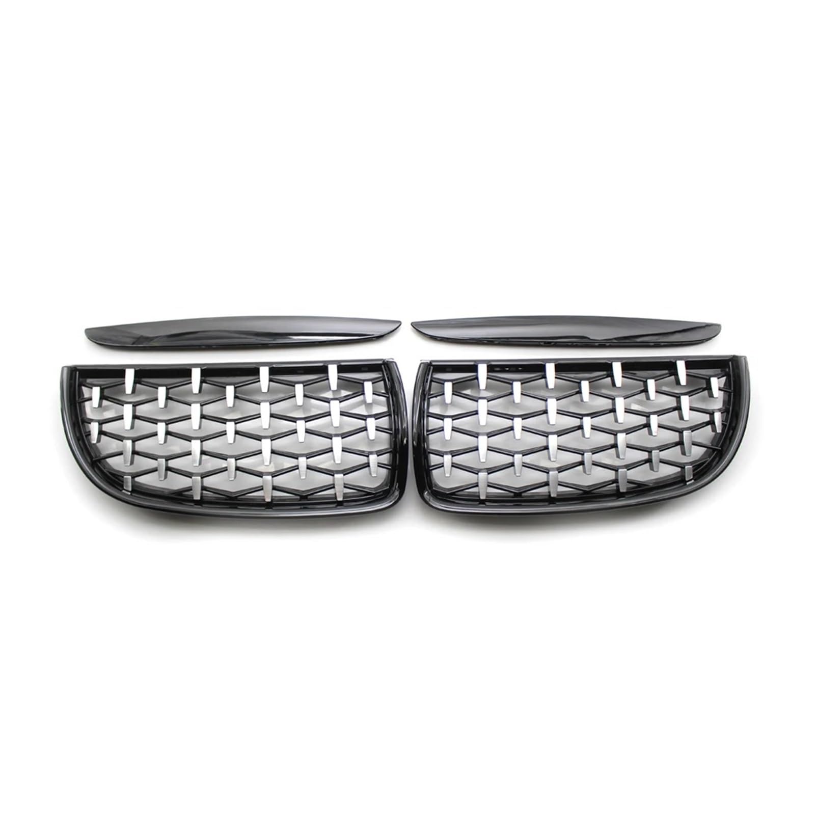 Kühlergrill Grill Für E90 E91 3er-Serie 2005 2006 2007 2008 Renngrills Schwarz Glänzend Auto Vollchrom-Nierengrill Front Kühlergrille(Black Sliver) von Lhdktee