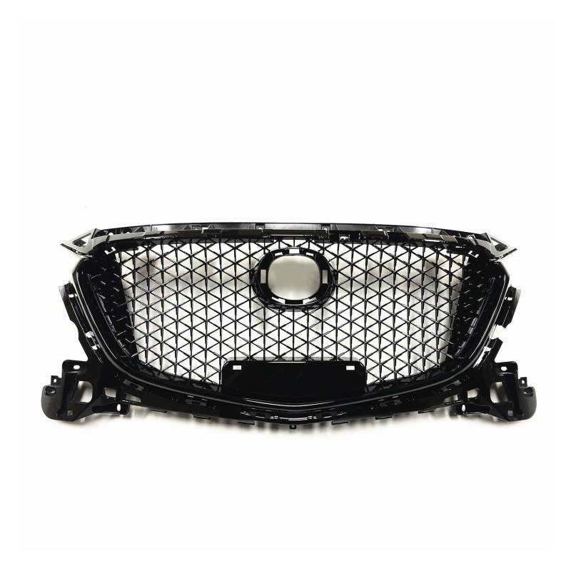 Kühlergrill Grill Für Mazda 3 Für Axela 2017-2018 Frontgrill Racing Grills Glänzend Schwarz Oberen Stoßfänger Ansaughaube Kühler Mesh Waben Stil Gitter Front Kühlergrille von Lhdktee