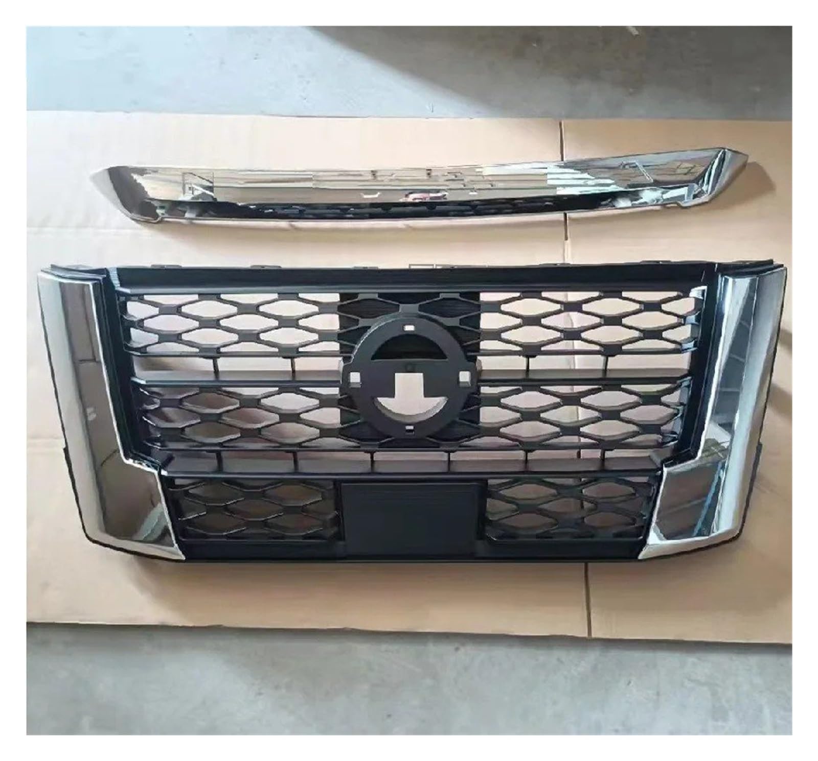 Kühlergrill Grill Für Navara Für Frontier Np300 2021 2022 2023 Außen Auto Front Stoßstange Gitter Pickup Auto Zubehör Auto Teile Stoßstangen Front Kühlergrille(CHORMED) von Lhdktee