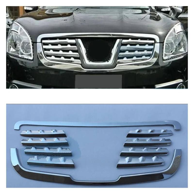 Kühlergrill Grill Für Nissan Für Qashqai J10 2007 2008 2009 2010 2011 2012 Auto-Styling ABS Frontgrill Rundum Zierleiste Racing Grills Kunststoff Grill Grillverkleidung Front Kühlergrille von Lhdktee