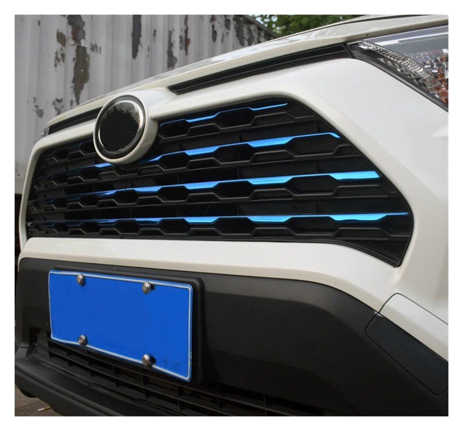 Kühlergrill Grill Für Toyota Für RAV4 2019 2020 2021 2023 Kühlergrill Abdeckung Zierleiste Chrom Schutz Aufkleber Front Kühlergrille(Blau) von Lhdktee