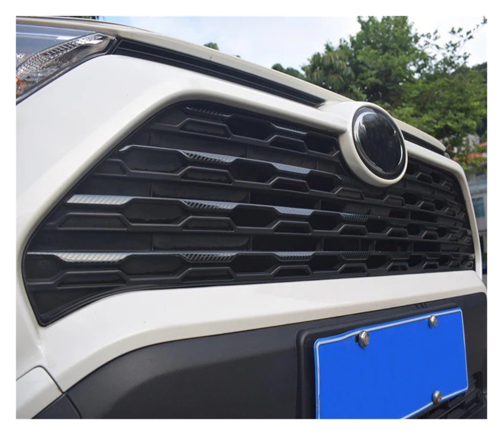 Kühlergrill Grill Für Toyota Für RAV4 2019 2020 2021 2023 Kühlergrill Abdeckung Zierleiste Chrom Schutz Aufkleber Front Kühlergrille(Carbon) von Lhdktee