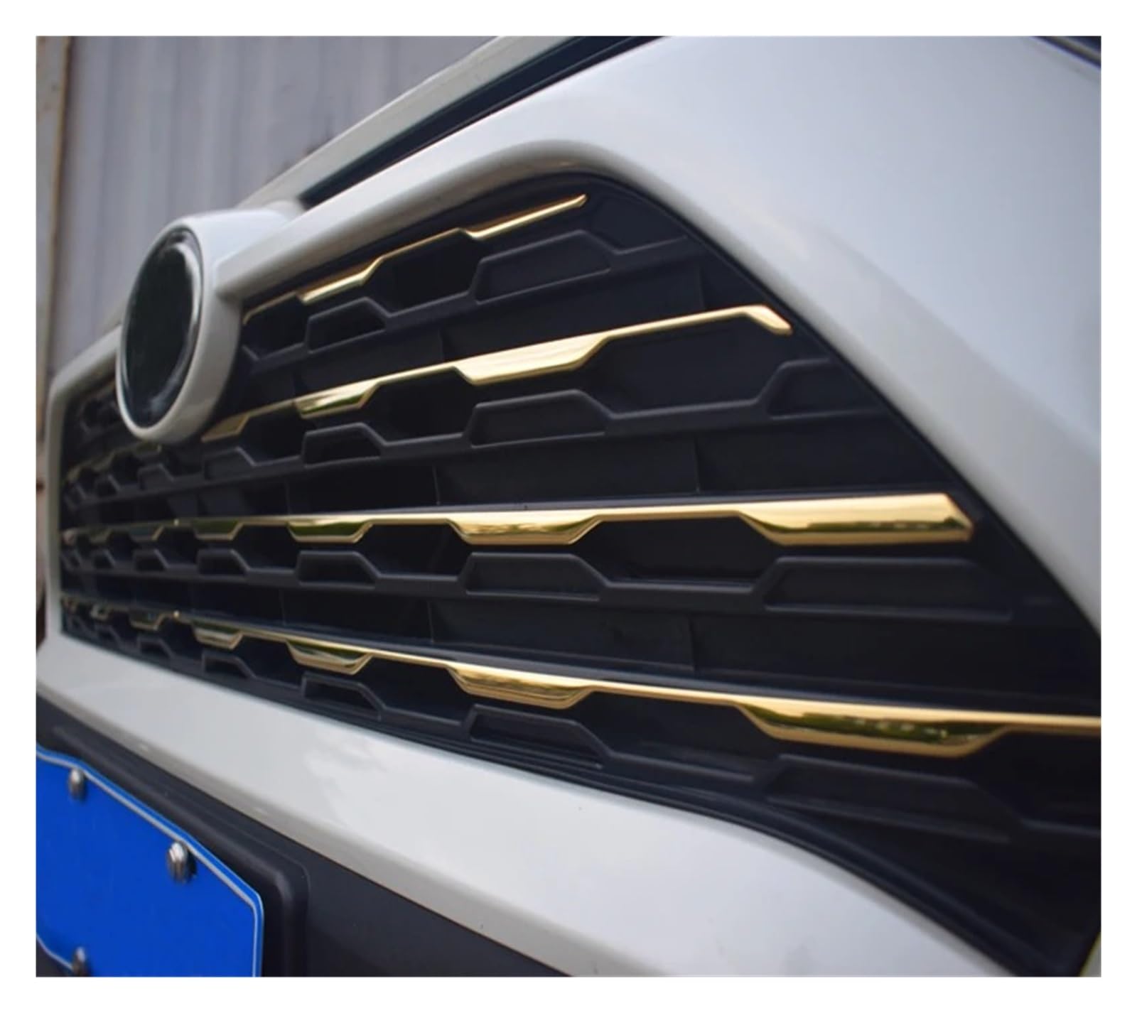 Kühlergrill Grill Für Toyota Für RAV4 2019 2020 2021 2023 Kühlergrill Abdeckung Zierleiste Chrom Schutz Aufkleber Front Kühlergrille(Gold) von Lhdktee
