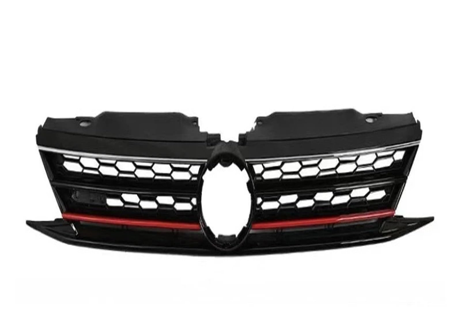 Kühlergrill Grill Für VW Für Jetta 2015 2016 2017 2018 Frontstoßstange Chromgrill Grille Racing Style Grille Auto Externes Upgrade Kit Front Kühlergrille(Black Red) von Lhdktee