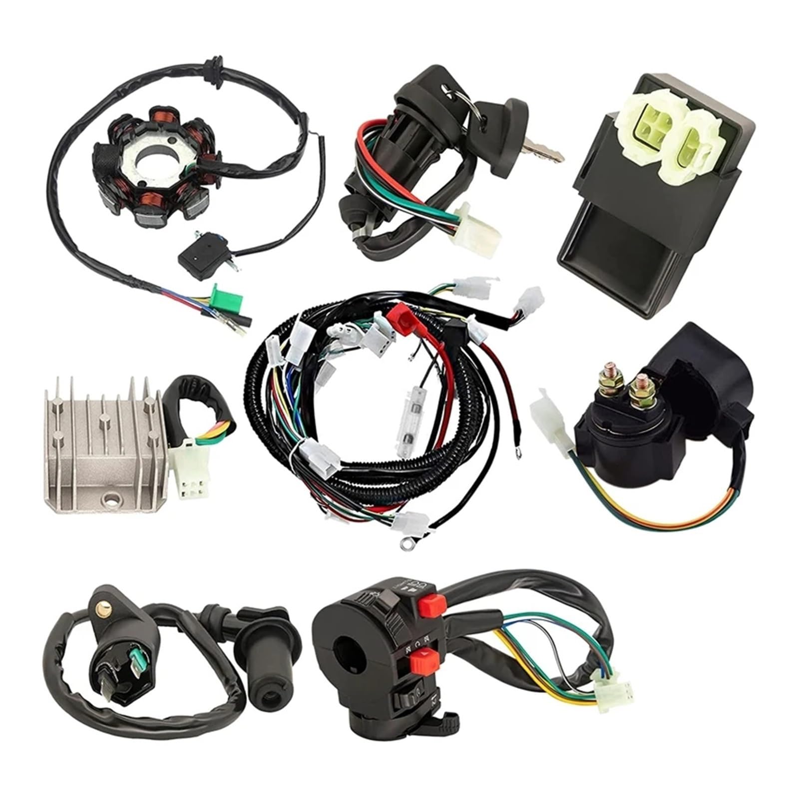 Zündspulen Für GY6 125Cc 150Cc ATV 4-Takt Teile Für ATV Kabelbaum Kit Mit CDI Stator Regler Zündung Schalter Magnet Relais Zündeinheit Zündspulen Für GY6 125Cc 150Cc ATV 4-Takt Teile Für ATV Kabelbaum Kit Mit CDI Stator Regler Zündung Schalter Magnet Relais Zündeinheit von Lhdktee