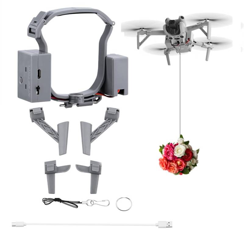 Air 3 Thrower, Airdrop System Kompatibel für DJI Air 3 Thower mit with Landefüße, Air 3 Drone Hochzeit Vorschlag Lieferung Gerät Dispenser Thrower Quick Releaser Drohne Zubehör von LiLiTok