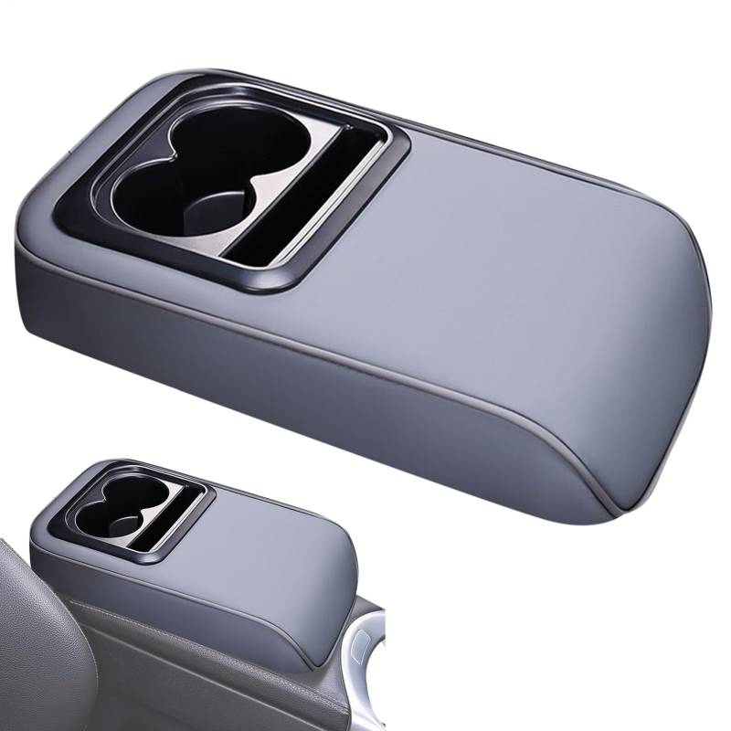 Liakyunf Center -Konsole -Abdeckung, Armruheabdeckung für Auto,Leder -Armlehnen -Boxabdeckung - Multifunktionales Automobil -Innenarm -Rastkissen mit Tassen Veranstalter und Telefonhalter für von Liakyunf