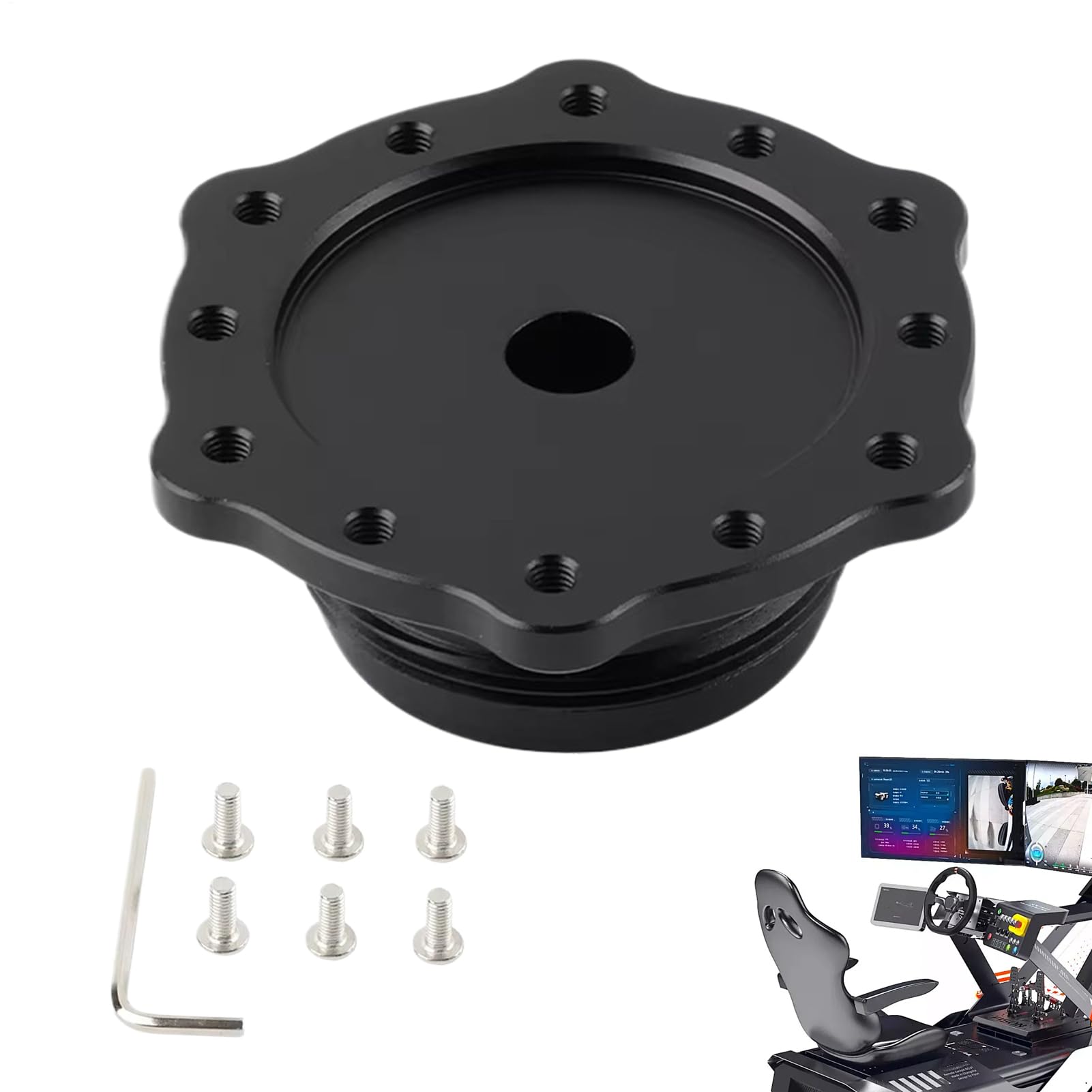 Liakyunf Spurverbreiterung, Aluminium-Lenkradnabenadapter – Ersatzausrüstung für PC und die meisten Mainstream-Konsolen im Automobilbereich Liakyunf Spurverbreiterung, Aluminium-Lenkradnabenadapter – Ersatzausrüstung für PC und die meisten Mainstream-Konsolen im Automobilbereich von Liakyunf