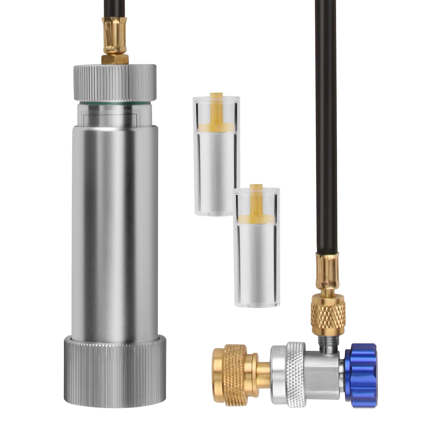 Lichamp AC Öleinspritzdüse R134A, R1234YF Kältemittel-/Klimaanlagen-Farbstoffeinspritz-Set mit verstellbarer Kupplung und Ölprüfern von Lichamp