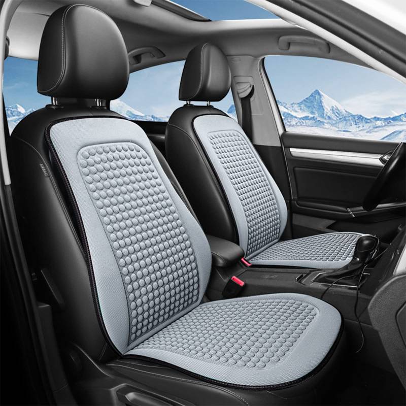 LifeUp Kühlende Autositzbezüge für Vordersitze, atmungsaktiv, bequem, Autositzkissen, schweißableitend, Autositzschoner mit Massagefunktion, Airbag-kompatibel (Grau, 2 Stück) von LifeUp