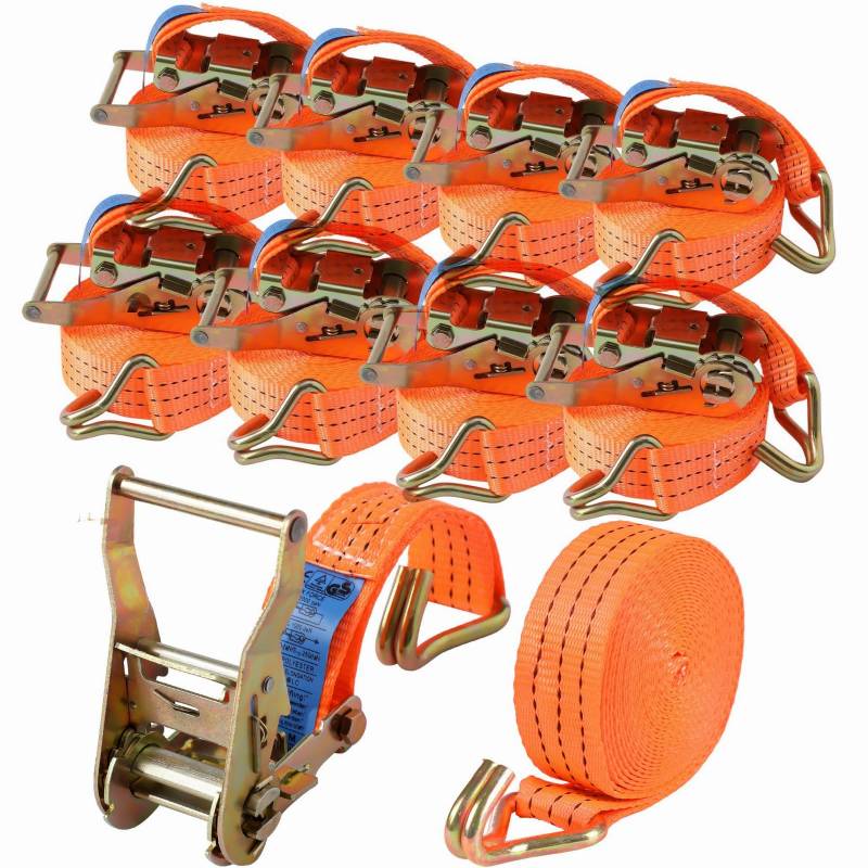 Lifemaison 8 Set Spanngurt mit Ratsche und J Haken,3000 kg Zurrgurt Ratschengurt 6 mX40 mm,Frachtgurte für Umgang mit Geräten, Sperrigen Gegenständen,Enorm Robuste Zurrgurte Geeignet für Feste Ladung von Lifemaison