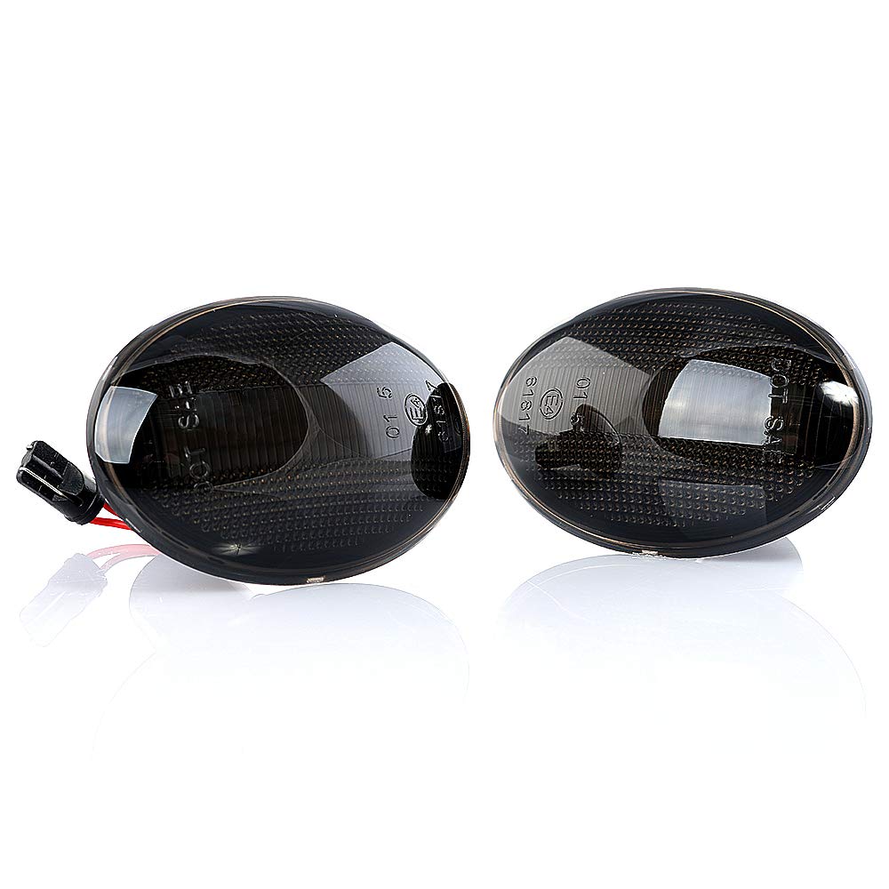 LIGHTDELUX 2 x LED Blinkleuchte Blinker Seitenblinker Kortflügelblinker mit E-Prüfzeichen Black Vision V-173310 von LIGHTDELUX