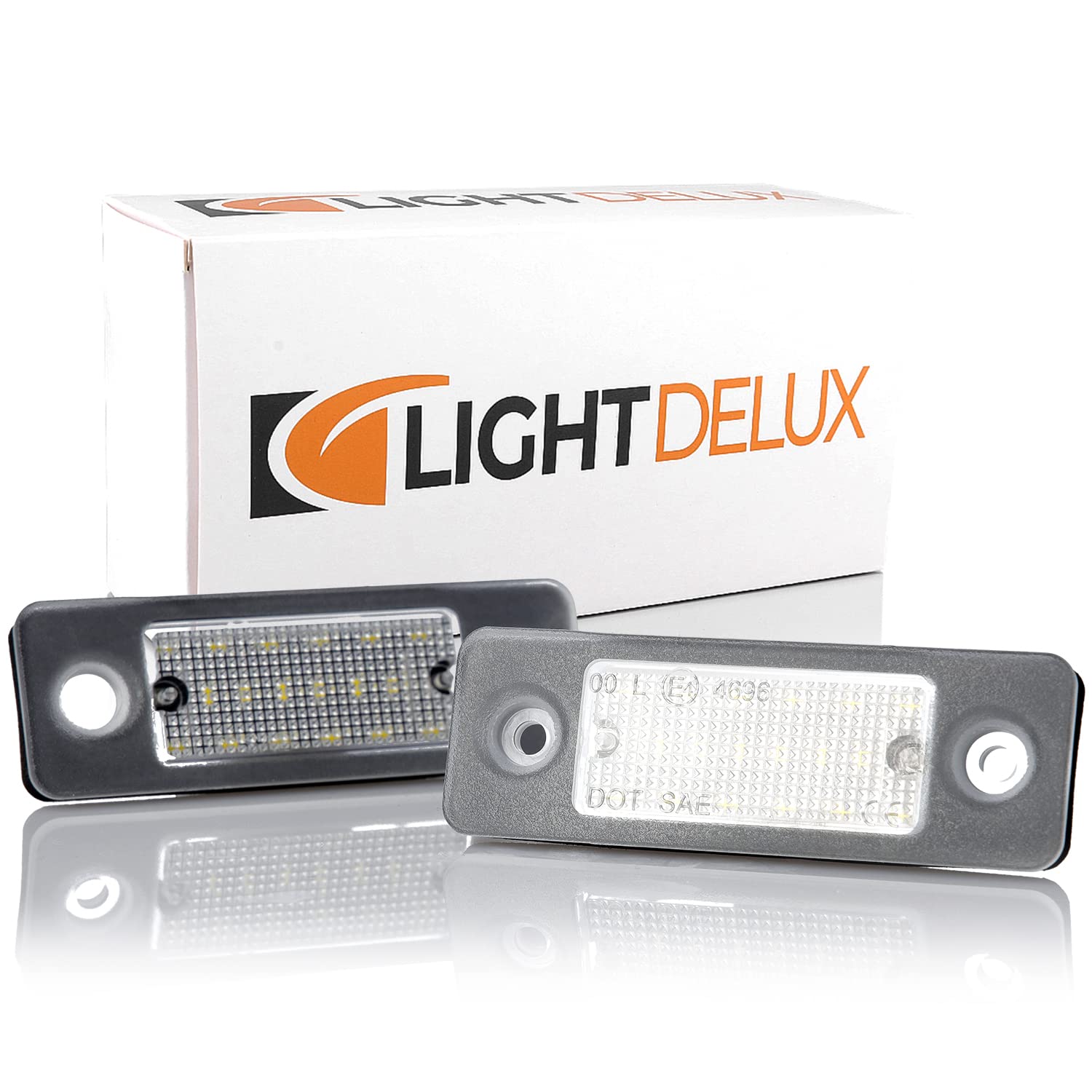 LIGHTDELUX 2x LED Kennzeichenbeleuchtung Nummernschildbeleuchtung PLUG&PLAY Canbus ohne Fehlermeldung mit Zulassung V-032504 von LIGHTDELUX