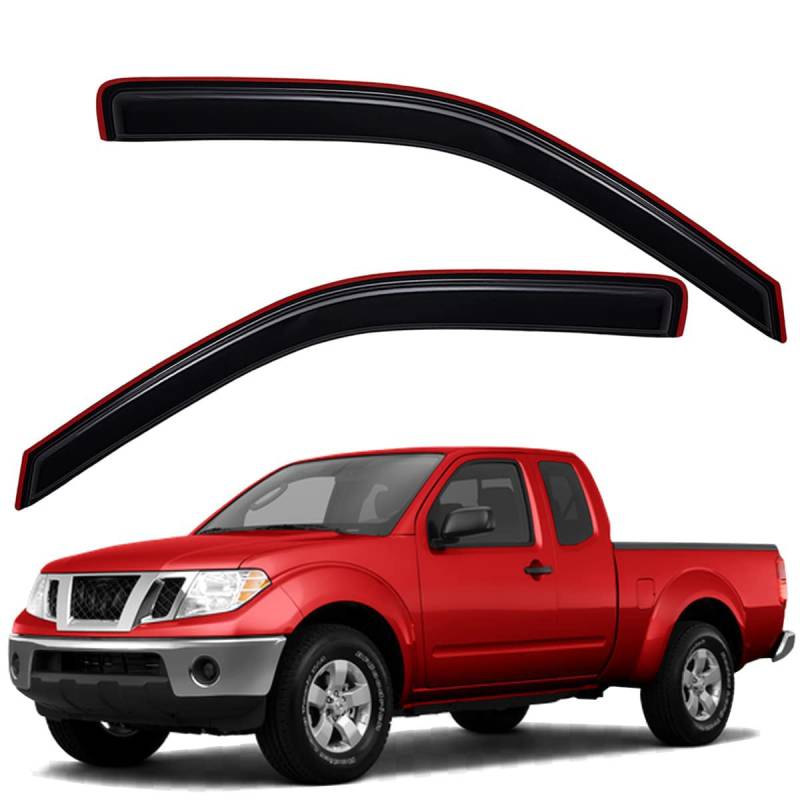 Lightronic WV192436 In-Kanal Seitenfenster Visier-Deflektor, Regenschutz, Dark Smoke Shatterproof, 2 Stück Set für Nissan Frontier King Cab 2005-2020 von Lightronic
