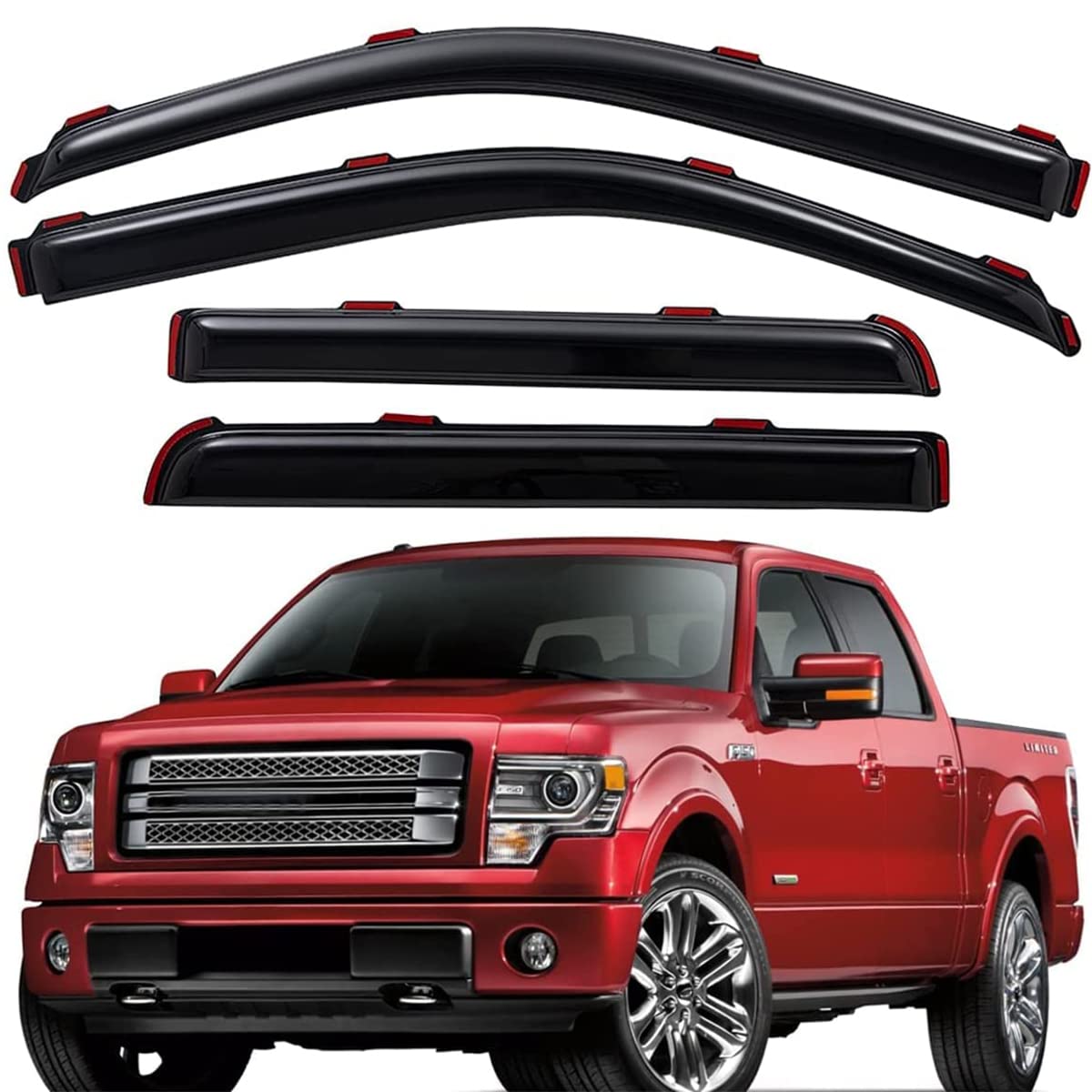 Lightronic WV194155 Fensterschlitz-Visier, Regenschutz, Dunkles Rauchgrau, bruchsicher, 4-teiliges Set für 2009–2014 Ford F-150 SuperCrew, 2010–2014 F-150 SVT Raptor SuperCrew Lightronic WV194155 Fensterschlitz-Visier, Regenschutz, Dunkles Rauchgrau, bruchsicher, 4-teiliges Set für 2009–2014 Ford F-150 SuperCrew, 2010–2014 F-150 SVT Raptor SuperCrew von Lightronic