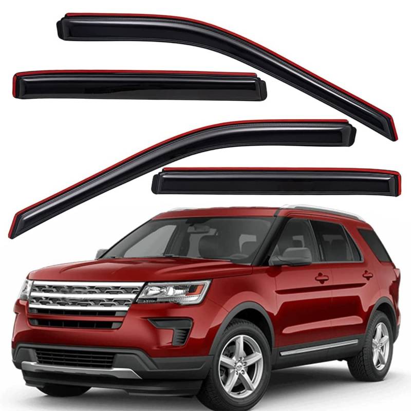 Lightronic WV194293 In-Kanal Seitenfenster-Windabweiser, Regenschutz, Dunkles Rauchgrau, bruchsicher, 4-teiliges Set für 2011–2019 Ford Explorer von Lightronic