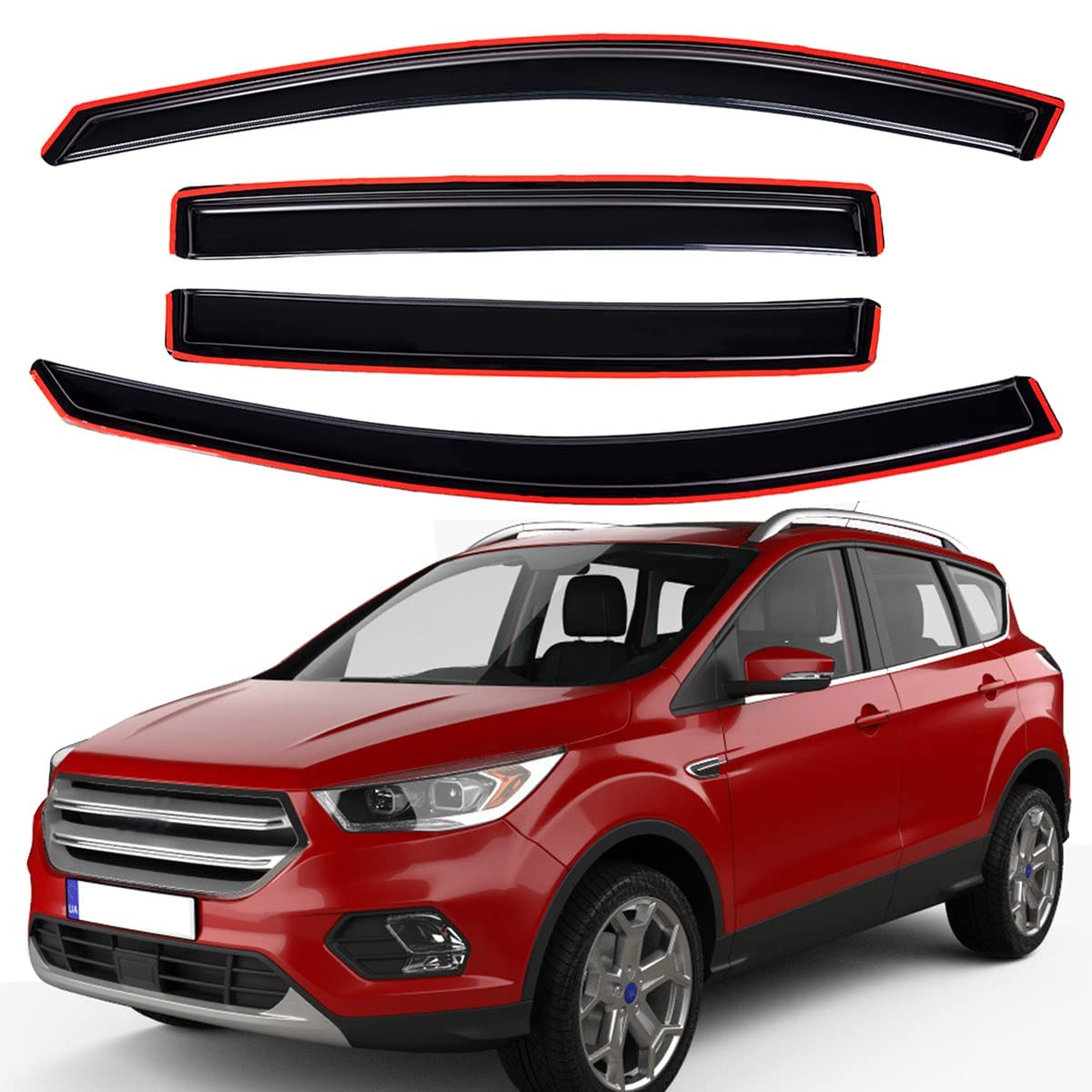 Lightronic WV194383 In-Kanal Seitenfenster-Windabweiser, Regenschutz, Dunkles Rauchgrau, bruchsicher, 4-teiliges Set für 2013–2019 Ford Escape Lightronic WV194383 In-Kanal Seitenfenster-Windabweiser, Regenschutz, Dunkles Rauchgrau, bruchsicher, 4-teiliges Set für 2013–2019 Ford Escape von Lightronic