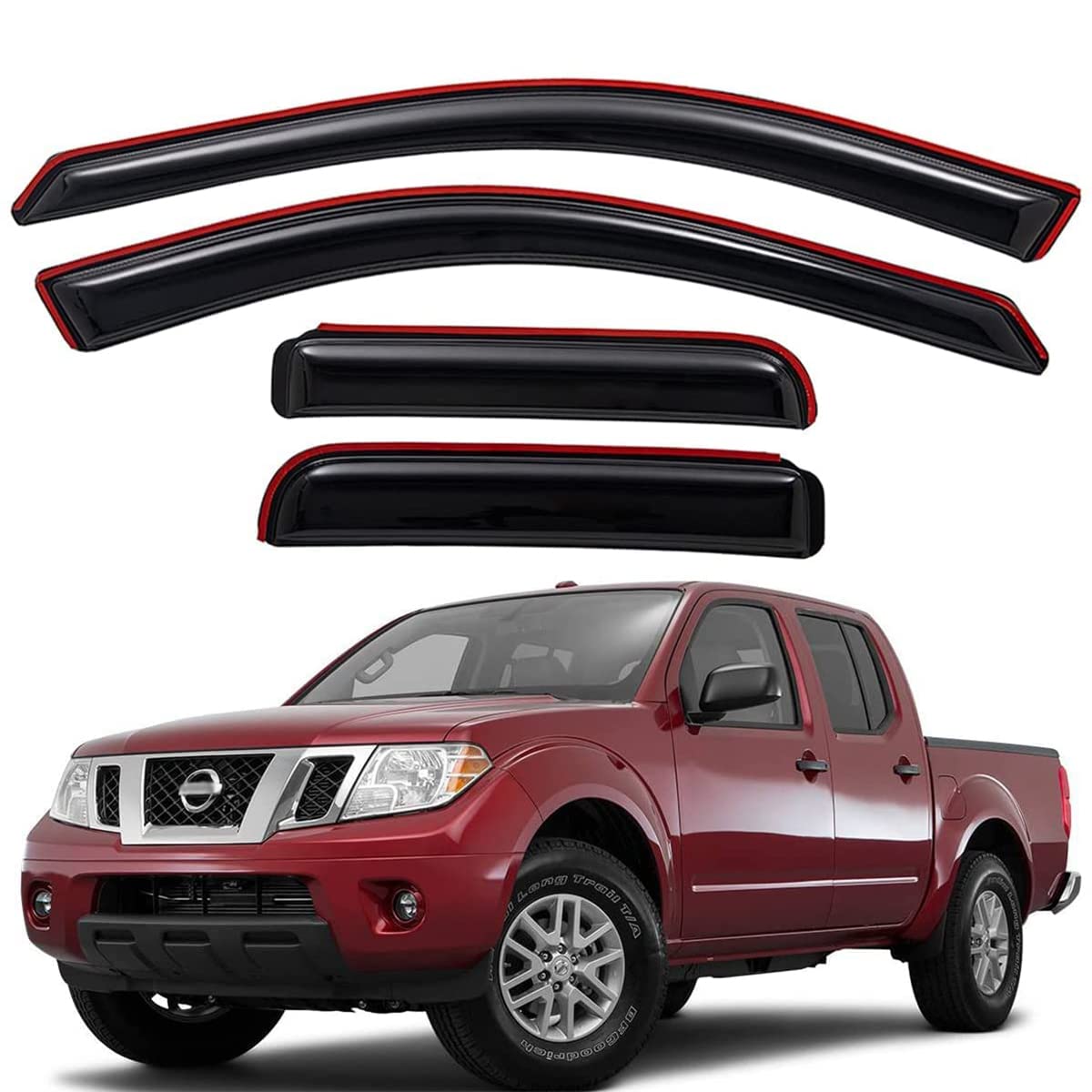 Lightronic WV194407 Windabweiser für Seitenfenster, Regenschutz, Dunkles Rauchgrau, bruchsicher, 4-teiliges Set für 2005–2020 Nissan Frontier & Navara Crew Cab Lightronic WV194407 Windabweiser für Seitenfenster, Regenschutz, Dunkles Rauchgrau, bruchsicher, 4-teiliges Set für 2005–2020 Nissan Frontier & Navara Crew Cab von Lightronic