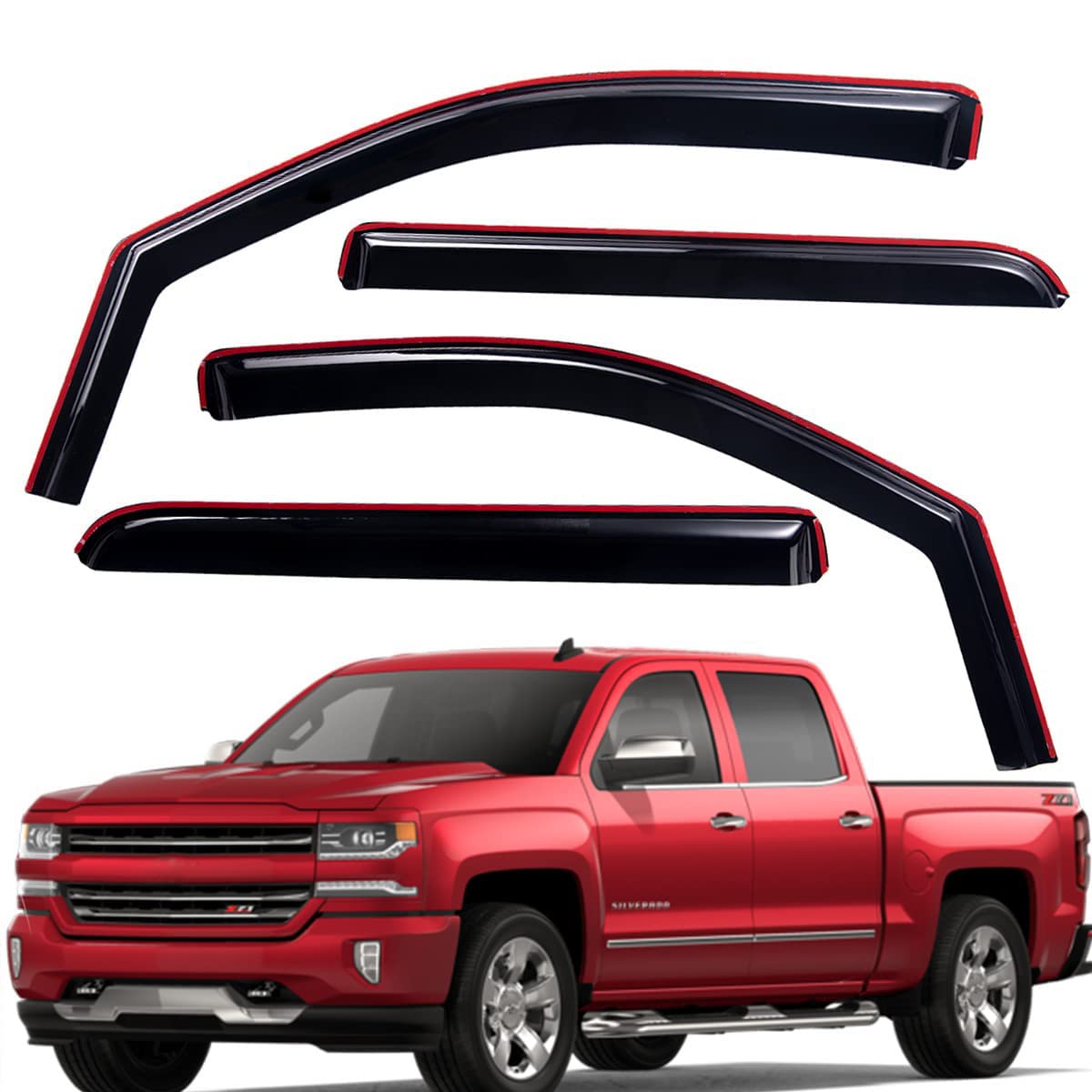 Lightronic WV194536 In-Kanal Seitenfenster-Windabweiser Regenschutz, Dark Smoke, 4 Stück für 2014–2018 Chevy Silverado & GMC Sierra 1500, 2015–2019 Chevy Silverado & GMC Sierra 2500/3500 mit Crew Cab Lightronic WV194536 In-Kanal Seitenfenster-Windabweiser Regenschutz, Dark Smoke, 4 Stück für 2014–2018 Chevy Silverado & GMC Sierra 1500, 2015–2019 Chevy Silverado & GMC Sierra 2500/3500 mit Crew Cab von Lightronic