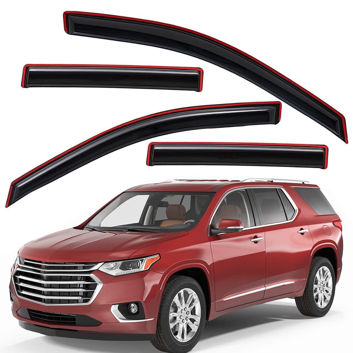 Lightronic WV194553 In-Kanal Seitenfenster Visier Windabweiser Vent Rain Guard Dark Smoke 4-teiliges Set, passend für Chevrolet Traverse 2018-2023 Lightronic WV194553 In-Kanal Seitenfenster Visier Windabweiser Vent Rain Guard Dark Smoke 4-teiliges Set, passend für Chevrolet Traverse 2018-2023 von Lightronic