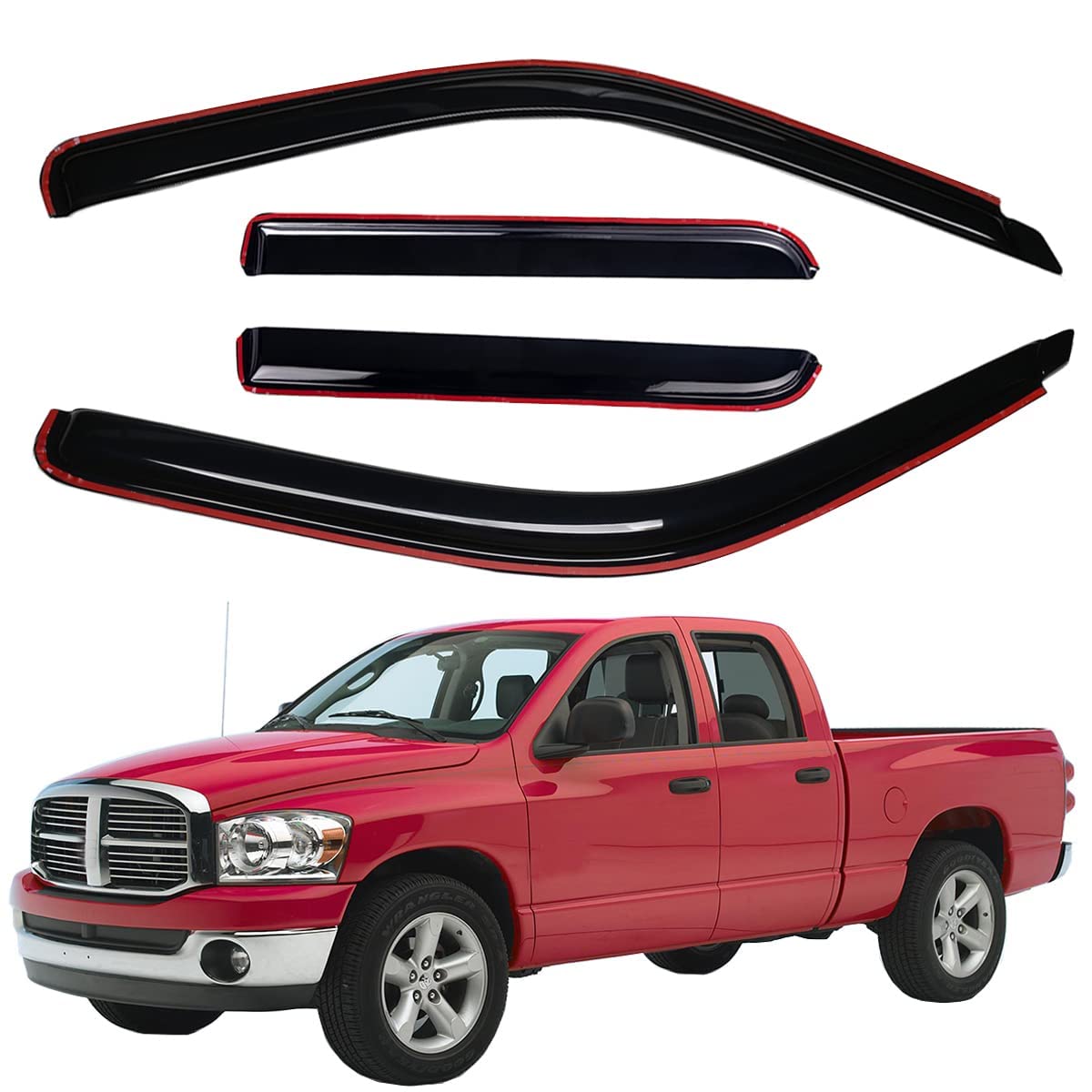 Lightronic WV194623 In-Kanal Seitenfenster Visier-Deflektor Regenschutz, Dark Smoke Bruchsicher, 4 Stück Set für 2002-2008 Dodge Ram 1500, 2003-2009 Dodge Ram 2500 & 3500 mit Quad Cab Lightronic WV194623 In-Kanal Seitenfenster Visier-Deflektor Regenschutz, Dark Smoke Bruchsicher, 4 Stück Set für 2002-2008 Dodge Ram 1500, 2003-2009 Dodge Ram 2500 & 3500 mit Quad Cab von Lightronic