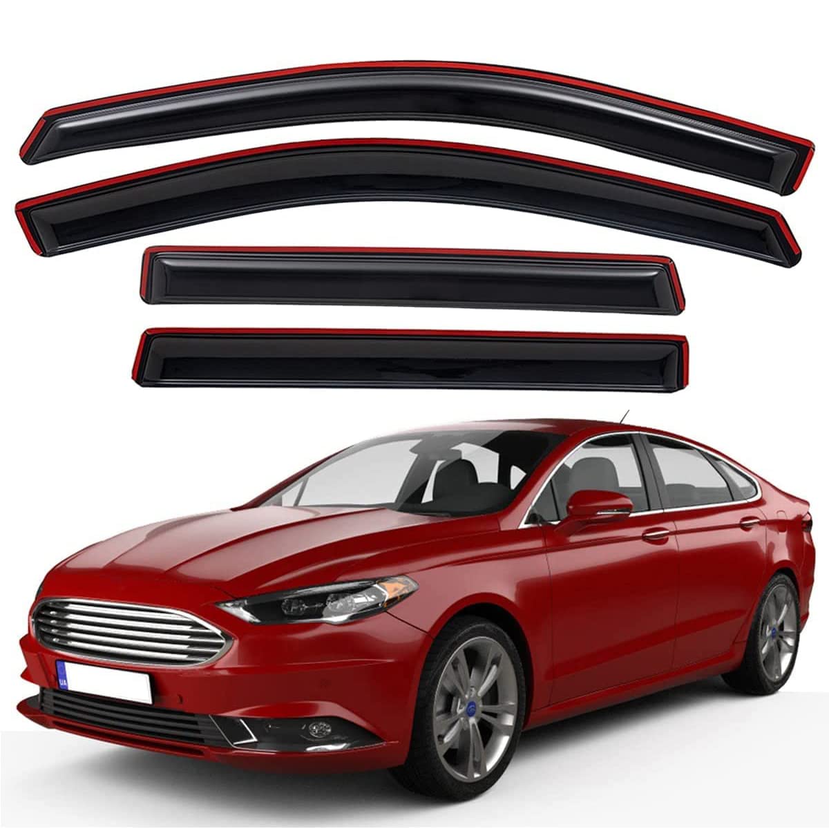 Lightronic WV194714 Windabweiser für Seitenfenster, Regenschutz, Dunkles Rauchgrau, bruchsicher, 4-teiliges Set für Ford Fusion 2013–2020 Lightronic WV194714 Windabweiser für Seitenfenster, Regenschutz, Dunkles Rauchgrau, bruchsicher, 4-teiliges Set für Ford Fusion 2013–2020 von Lightronic